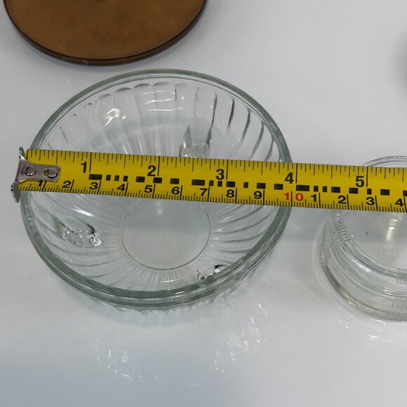 Vintage Art Deco MCM Powder Glass Jar Trinket Metal Lid Grannycore Lot of 2 - Picture 11 of 16
